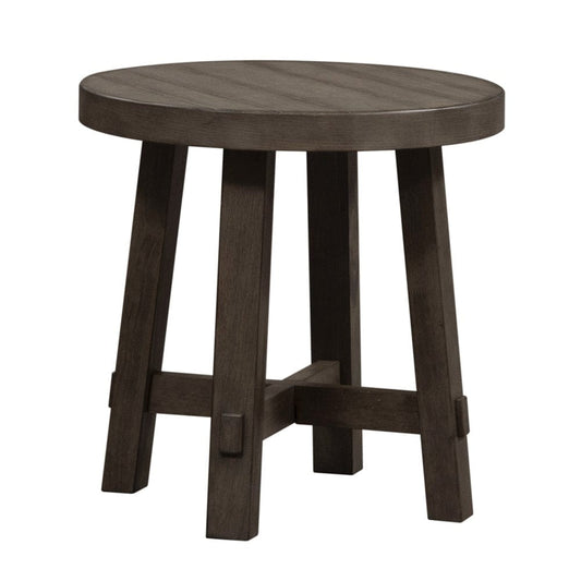 Henry & Mason - Urban Rustic Splay Leg Round End Table in Dusty Charcoal with Heavy Distressing - AFA02565 view 2