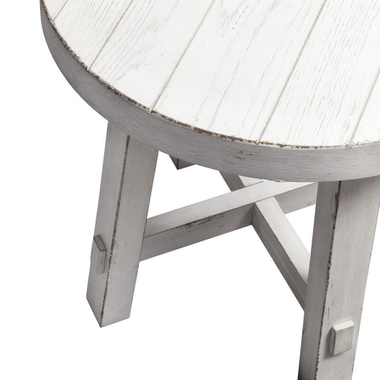 Henry & Mason - Urban Rustic Splay Leg Round End Table in Flea Market White with Heavy Distressing - AFA02582 view 2
