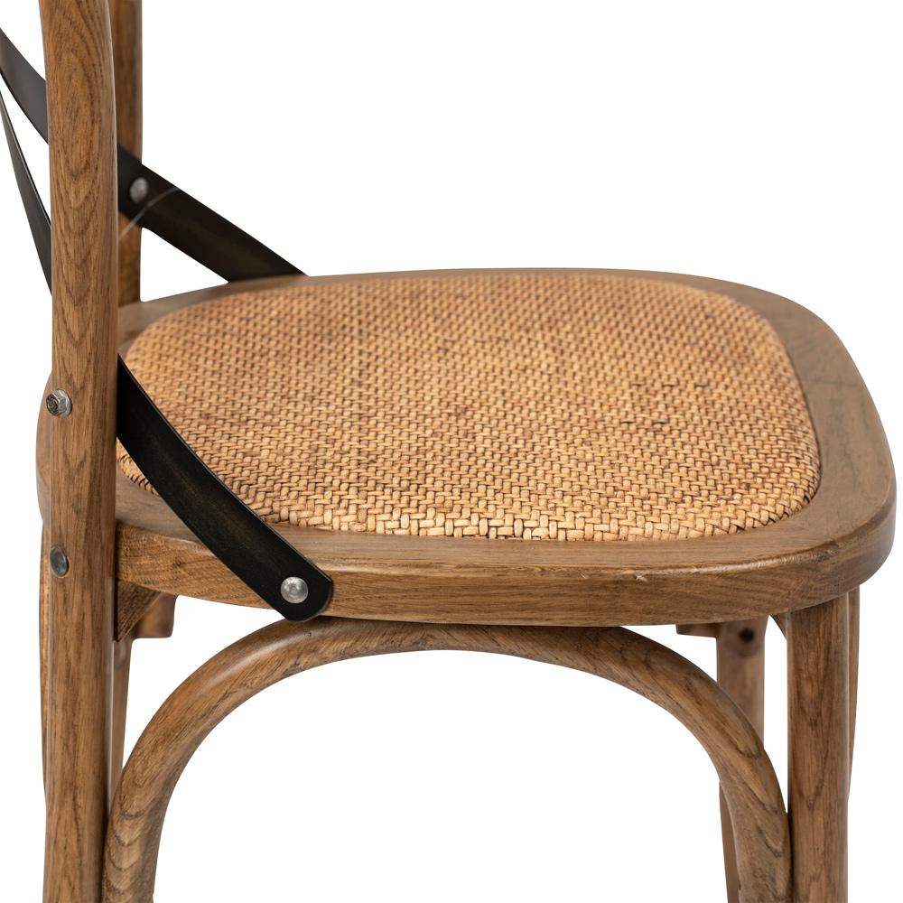 Henry & Mason - Vashi Solid Oak Wood Dining Chair with Metal Cross Back and Rattan Seat - DV7033 veiw 4