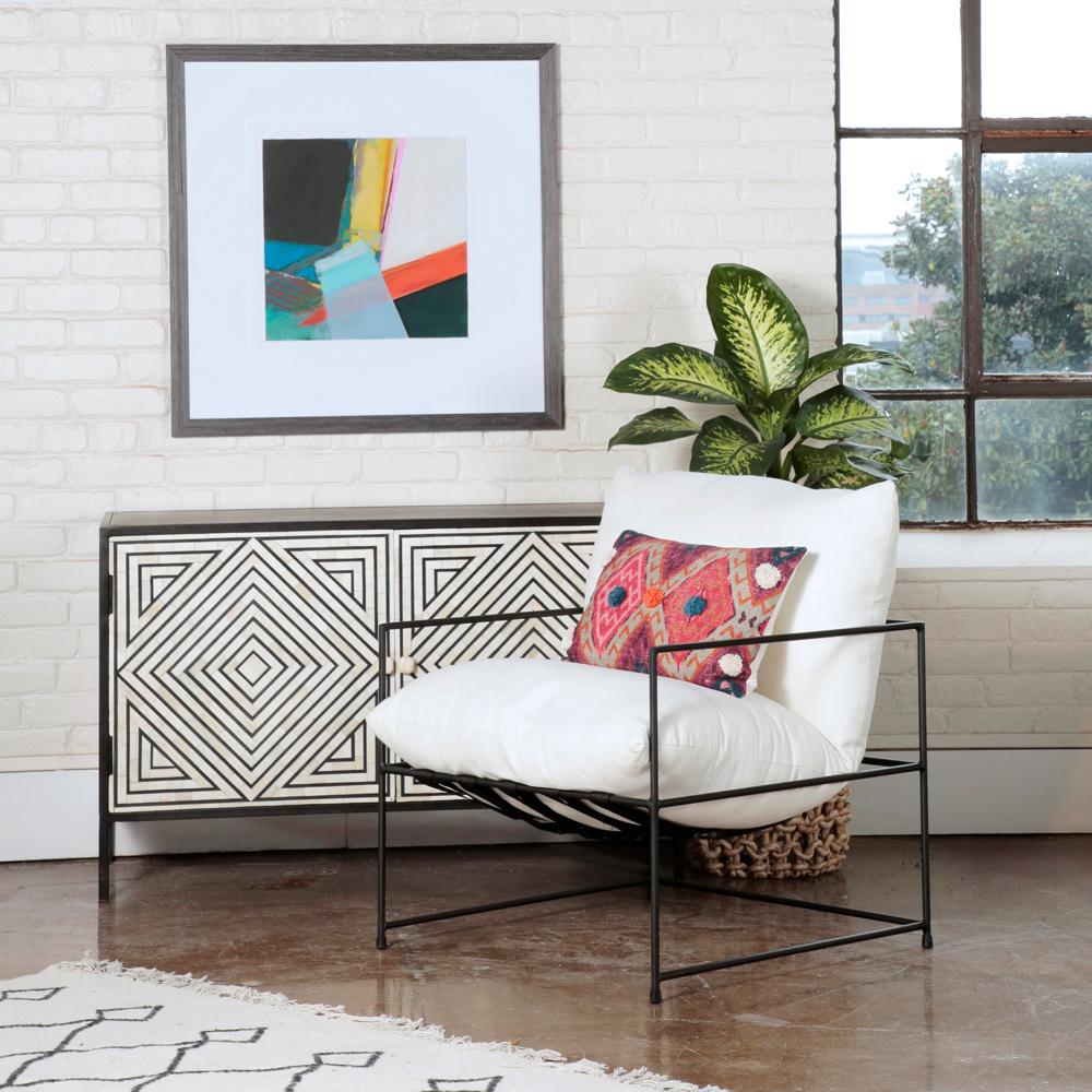 Henry & Mason - Vigo Black Iron with White Cottton Fabric Occasional Chair - DV7129 veiw 3
