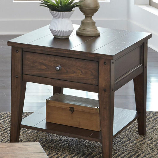 Henry & Mason - Waterfront End Table in Rustic Brown Oak - AFA01801 view 2