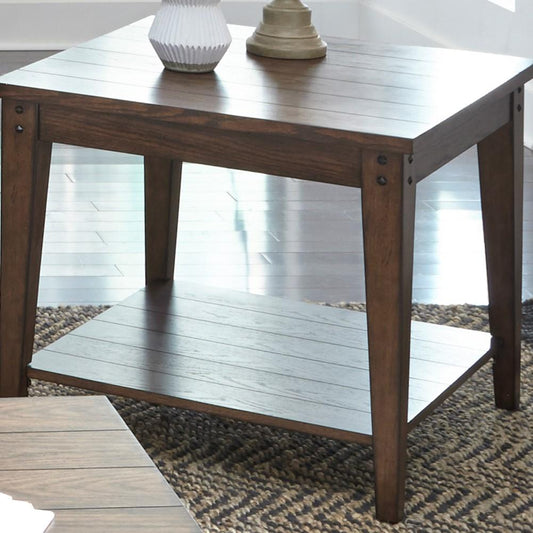 Henry & Mason - Waterfront Square Lamp Table in Rustic Brown Oak - AFA01804 view 2