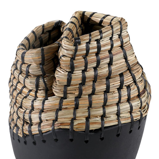 Henry & Mason - Werth Black Teak Wood and Natural Sea Grass Vase - DV7630 veiw 2