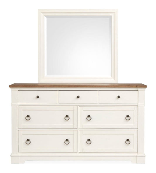 Henry & Mason - Whitford Whisper White And Cerused Nutmeg Drawer Dresser With Landscape Mirror - AFA01018 view 2