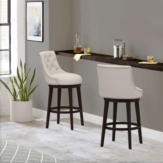 Hillsdale Furniture - Halbrooke Wood Bar Height Swivel Stool, Cream Fabric - 5993-830 veiw 2
