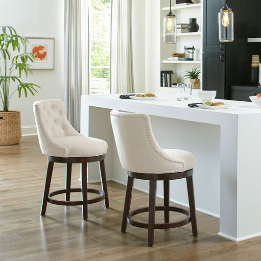 Hillsdale Furniture - Halbrooke Wood Counter Height Swivel Stool, Cream Fabric - 5993-826 veiw 2