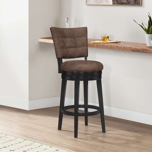 Hillsdale Furniture - Kaede Wood and Upholstered Bar Height Swivel Stool, Black with Chestnut Faux Leather - 4355-833 veiw 2
