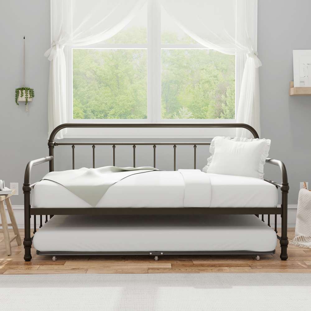 Hillsdale Furniture - Kirkland Metal Twin Daybed with Roll Out Trundle, Dark Bronze - 1863DBT veiw 3