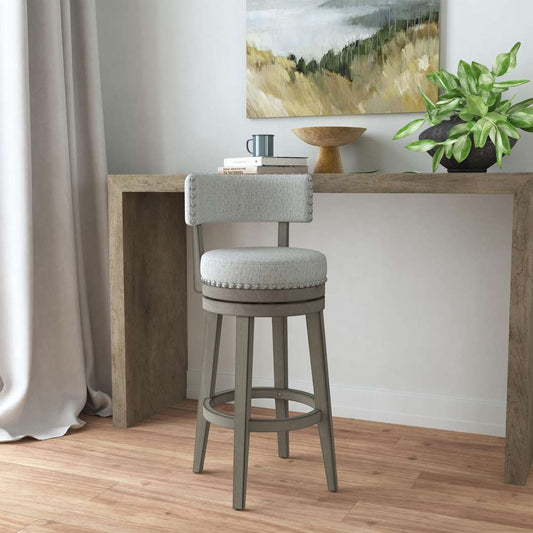 Hillsdale Furniture - Lawton Wood Bar Height Swivel Stool, Antique Gray with Ash Gray Fabric - 4840-830P veiw 2