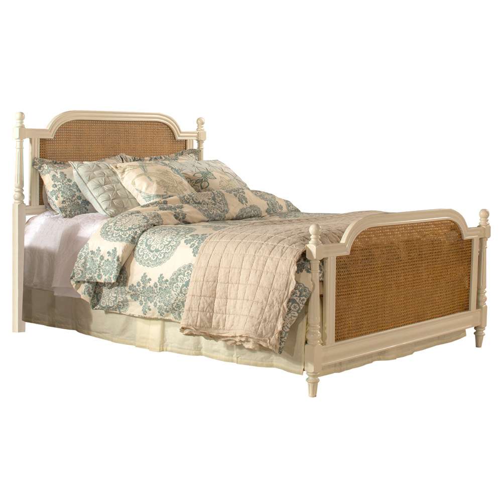 Hillsdale Furniture - Melanie Wood and Cane King Headboard with Frame, White - 2167HKR veiw 1