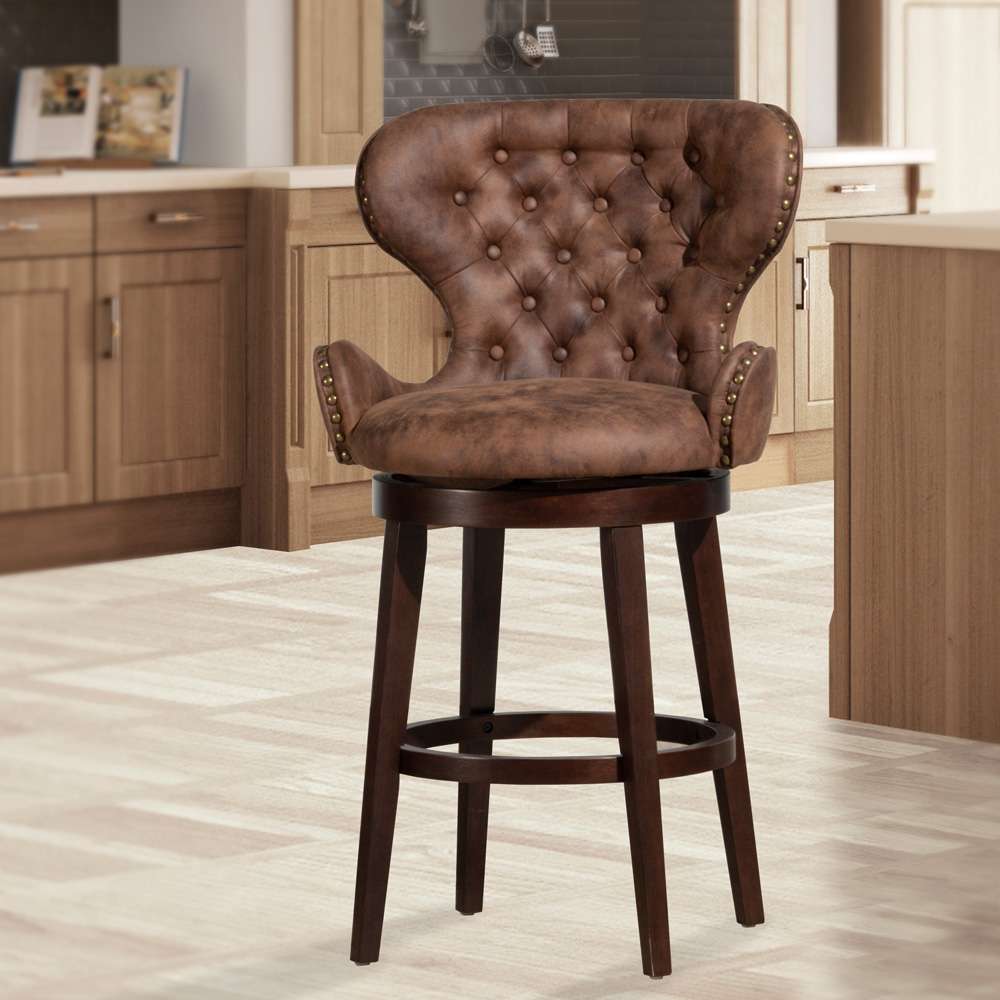 Hillsdale Furniture - Mid-City Upholstered Wood Swivel Counter Height Stool, Chocolate - 5076-826 veiw 3