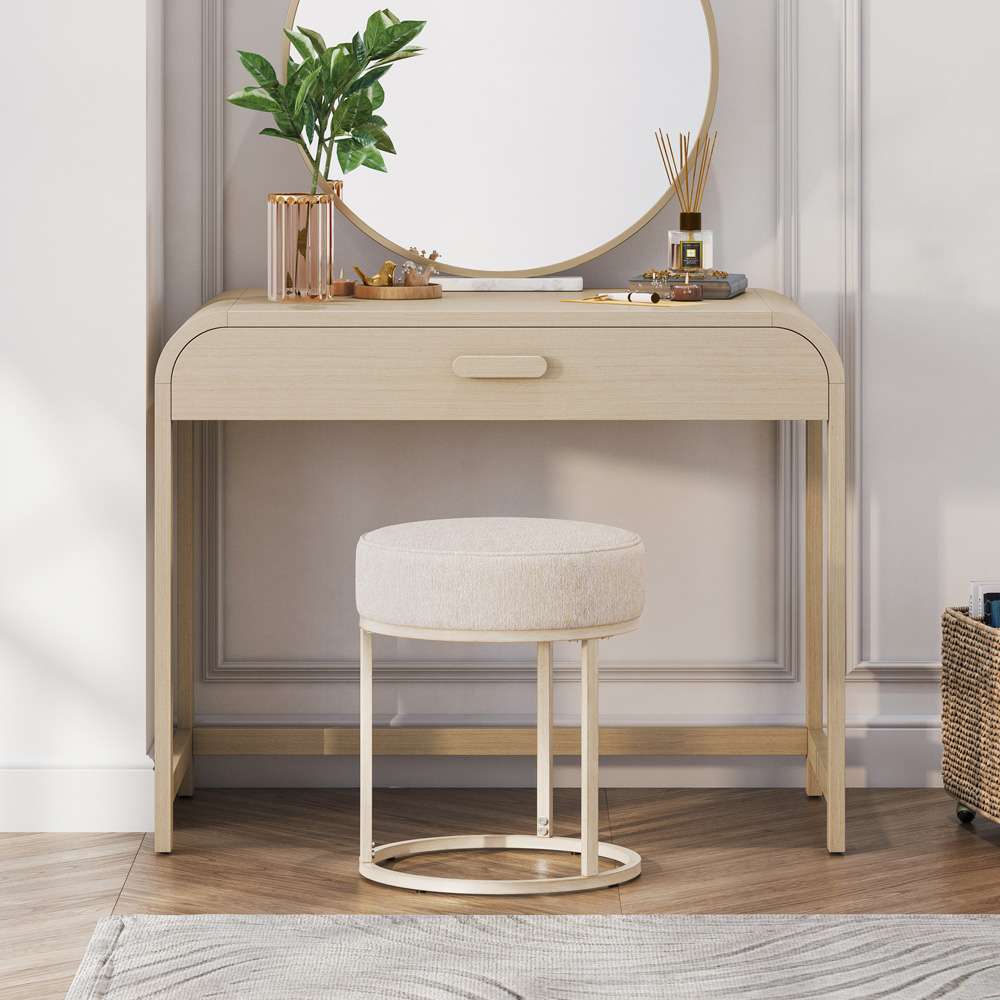 Hillsdale Furniture - Swanson Backless Upholstered and Metal Vanity Stool, Distressed White - 51024A veiw 4