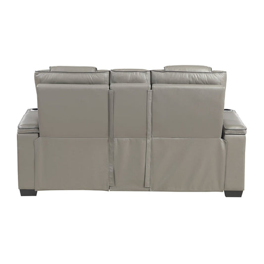 Homelegance - Apex Power Double Reclining Love Seat W/ Center Console, Power Headrests, Storage Arms W/ Cup Holders, Wireless charger, Air Massage and Heat, LED Lighting and Charging Ports in Gray - 8449GY-2PWHM view 2