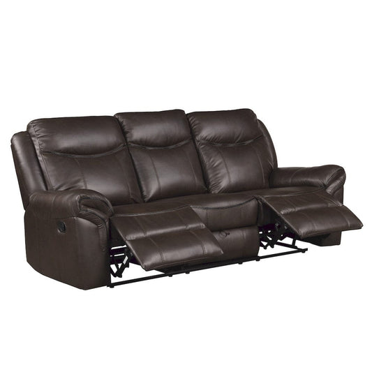 Homelegance - Aram Double Reclining Sofa W/ Center Drop-Down Cup Holders, Receptacles, Hidden Drawer and USB Ports in Dark brown - 8206BRW-3 view 2