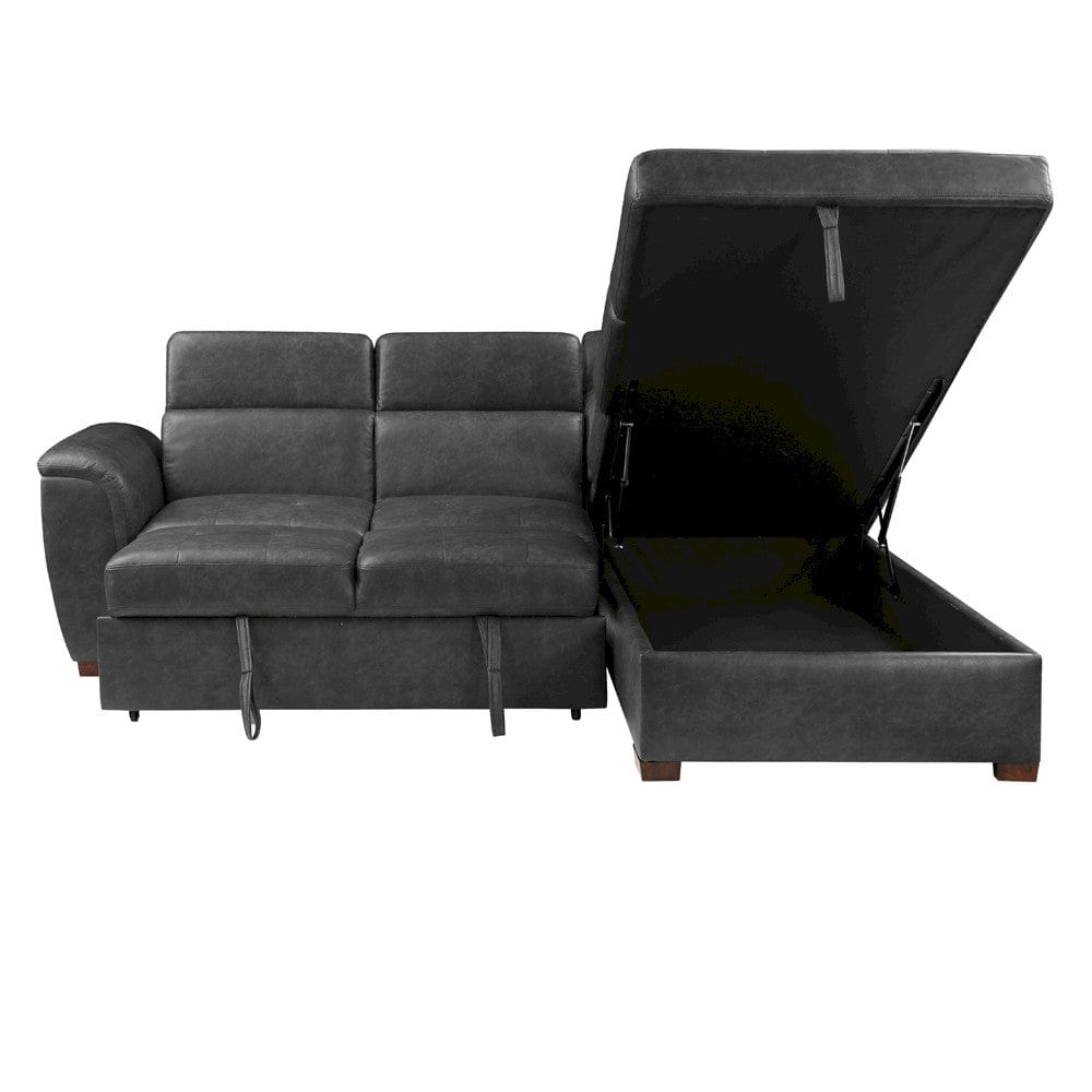 Homelegance - Barre 2-Piece Sectional W/ Pull-out Bed and Right Chaise W/ Hidden Storage, Adjustable Headrests in Gray - 8567GYxSC view 12