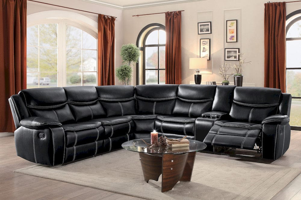 Homelegance - Bastrop 3-Piece Sectional W/ Right Console in Black - 8230BLKxSC view 9