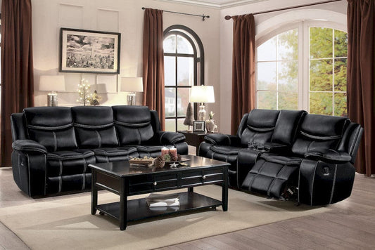 Homelegance - Bastrop Double Glider Reclining Love Seat W/ Center Console in Black - 8230BLK-2 view 2