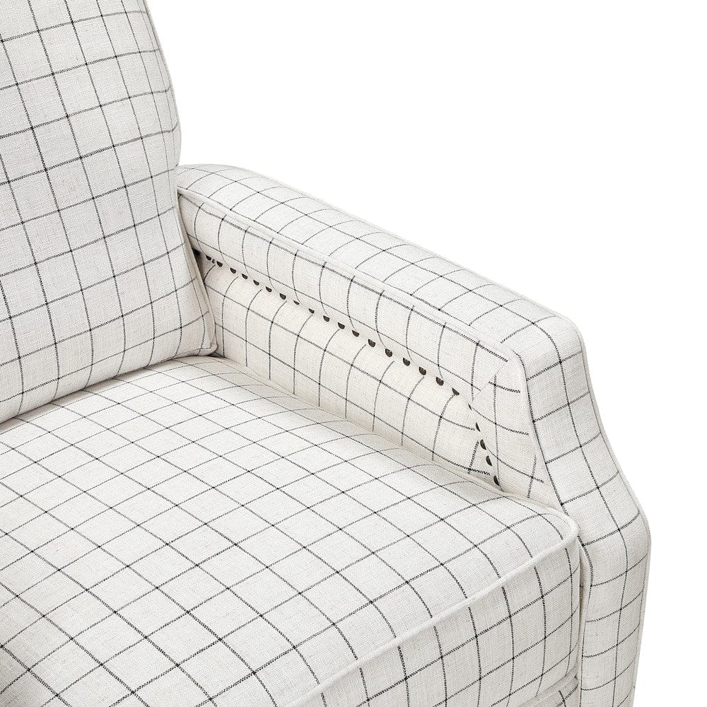 Homelegance - Berenson Push Back Reclining Chair in Off-white with black plaid pattern - 8504WPP-1 view 11