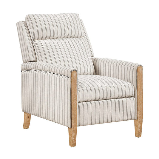 Homelegance - Burton Push Back Reclining Chair in White-Gray strip pattern - 9506-F1S view 2