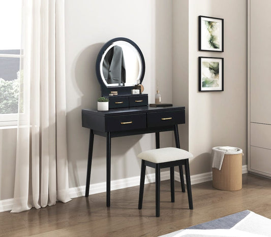 Homelegance - Camilla Dressing Table W/ Mirror in Black - 4565BK view 2