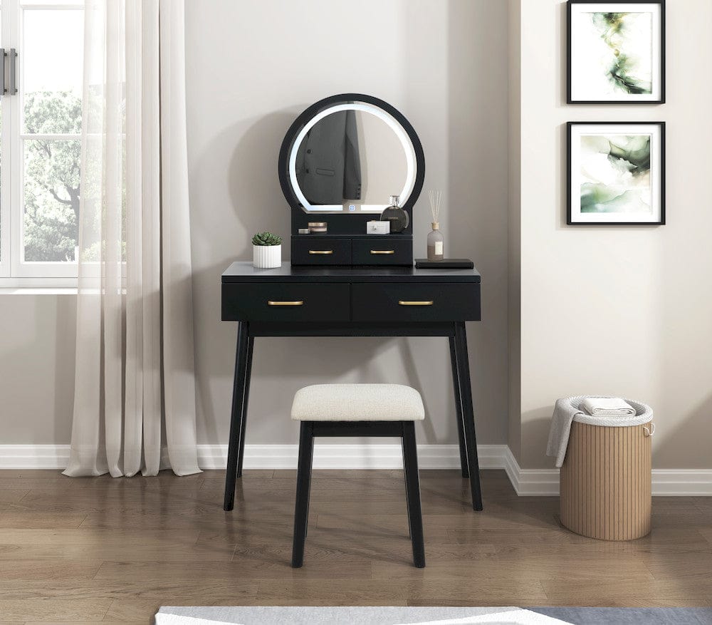 Homelegance - Camilla Dressing Table W/ Mirror in Black - 4565BK view 11