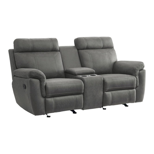 Homelegance - Clifton Double Glider Reclining Love Seat W/ Center Console in Pewter - 9301GRY-2 view 2