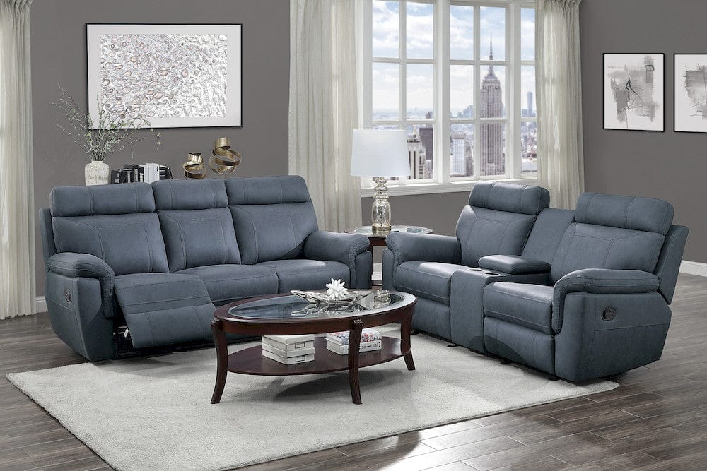 Homelegance - Clifton Double Reclining Sofa W/ Center Drop-Down Cup Holders in Blue - 9301BUE-3 view 8