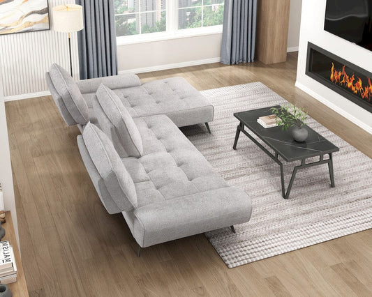 Homelegance - Dominic 2-Piece Sectional W/ Right Chaise and Dual-position Backs for Adjustable Seat Depth in Light gray - 8400LTGx22LRC view 2