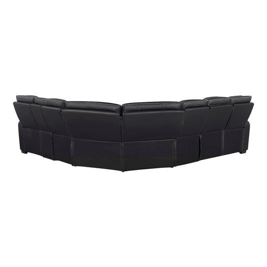 Homelegance - Fairway 3-Piece Power Reclining Sectional W/ Right Side Console, Power Headrests, Storage Arms, Cup holders, Reading Lights, Charging Ports, Wireless speakers, 2 Wireless Chargers, and LED in Black - 9516BLKSx33L2RCNPWH view 2