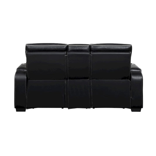 Homelegance - Fairway Power Double Reclining Love Seat W/ Center Console, Power Headrests, Storage Arms(Top and Side), Cup holders, Charging Ports and LED lighting in Black - 9516BLK-2PWH view 2