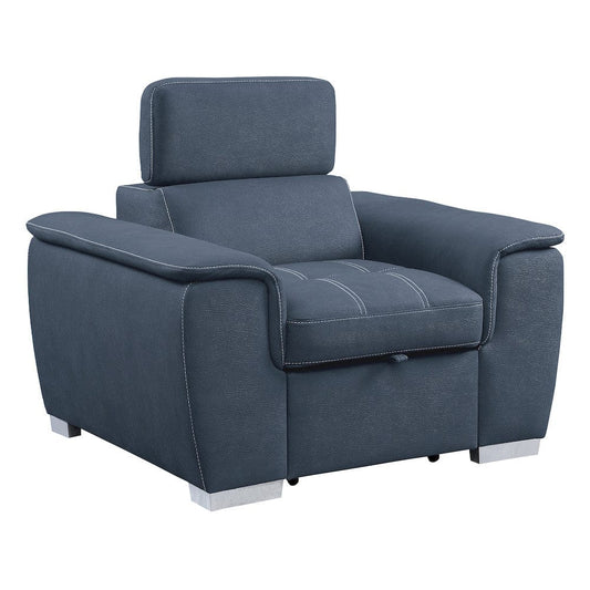 Homelegance - Ferriday Chair W/ Pull-out Ottoman in Blue - 8228BU-1 view 2