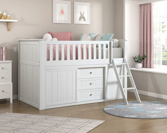 Homelegance - Galen Low Loft Bunk W/ Bookcase and Dresser - B2053LLW-1xBCDR view 2