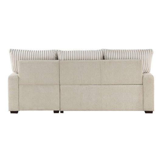 Homelegance - Gallatin 2-Piece Sectional W/ Right Chaise and Drop-Down Cup holders, Storage Pouch, Pull-out Bed and Hidden Storage in Beige & light gray - 9605BEx2LLRC view 2