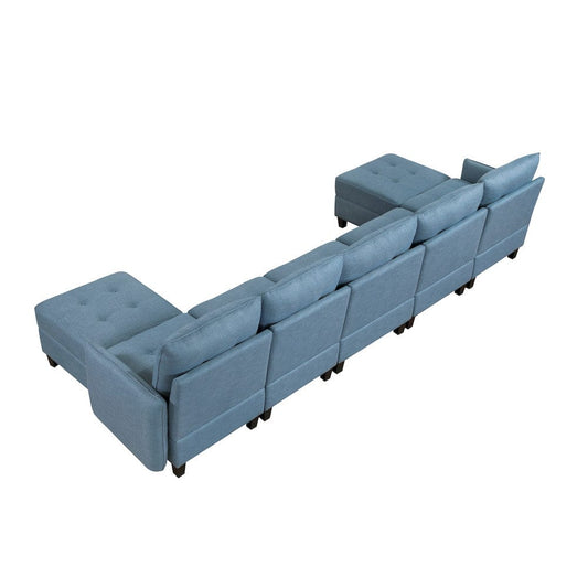 Homelegance - Garren 7-Piece Sectional W/ Storage and Two Ottomans in Blue - 9557BUEx7SC2OT view 2