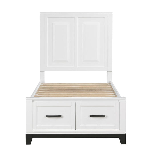 Homelegance - Garretson Twin Platform Bed W/ Footboard Storage - 1450WHT-1x view 2