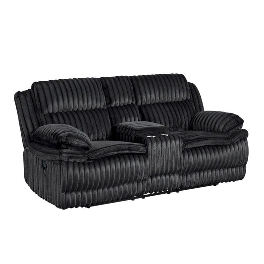 Homelegance - Goodland Double Reclining Love Seat W/ Center Console in Black - 9577BK-2 view 2
