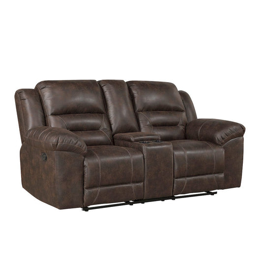 Homelegance - Hazen Double Reclining Love Seat W/ Center Console in Dark brown - 8538DB-2 view 2