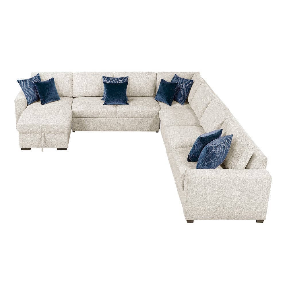 Homelegance - Isla 5-Piece Sectional W/ Convertible and Reversible Chaise, Hidden Storage, Click Motion Back in Beige - 8548BEx6VCCR22AACA view 12