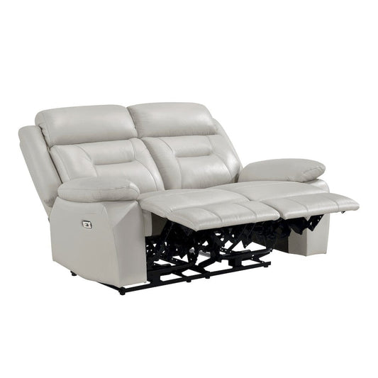 Homelegance - Laconia Power Double Reclining Love Seat in Silver - 9629SVE-2PW view 2