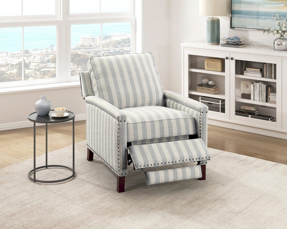 Homelegance - Landrum Push Back Reclining Chair in Beige with grayish blue stripe pattern - 9257NF-1 view 12