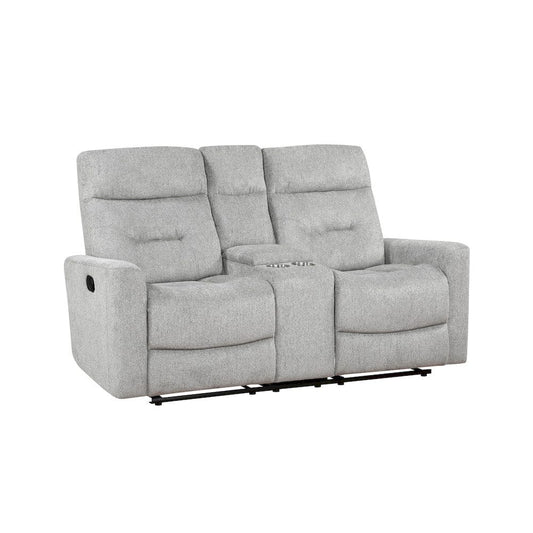 Homelegance - Lyndon Double Reclining Love Seat W/ Center Console in Gray - 9610GY-2 view 2