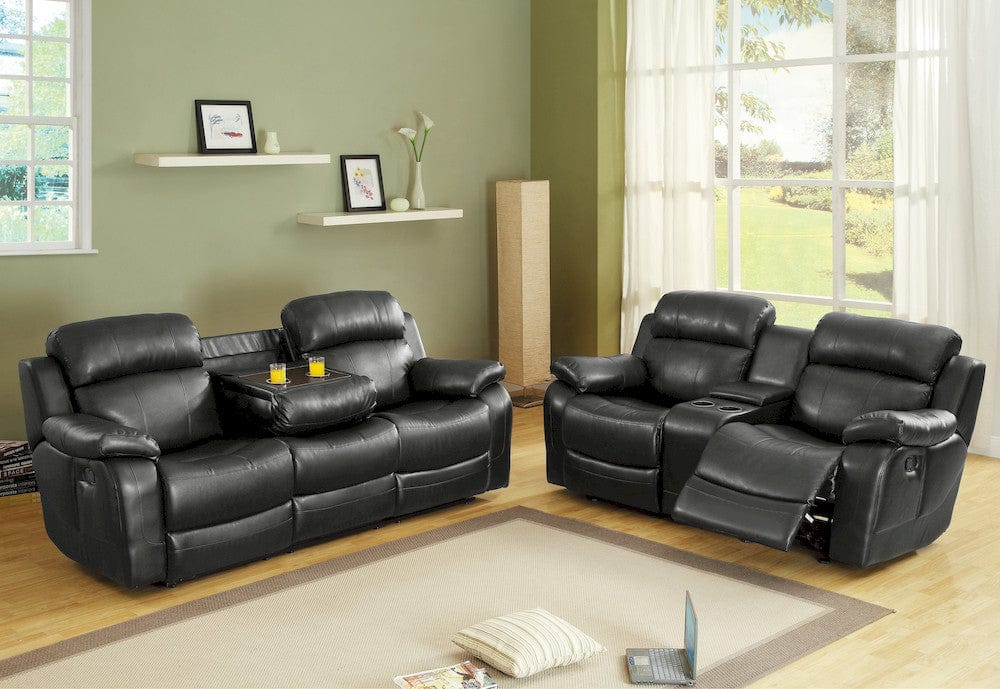 Homelegance - Marille Double Reclining Sofa W/ Center Drop-Down Cup Holders in Black - 9724BLK-3 view 10