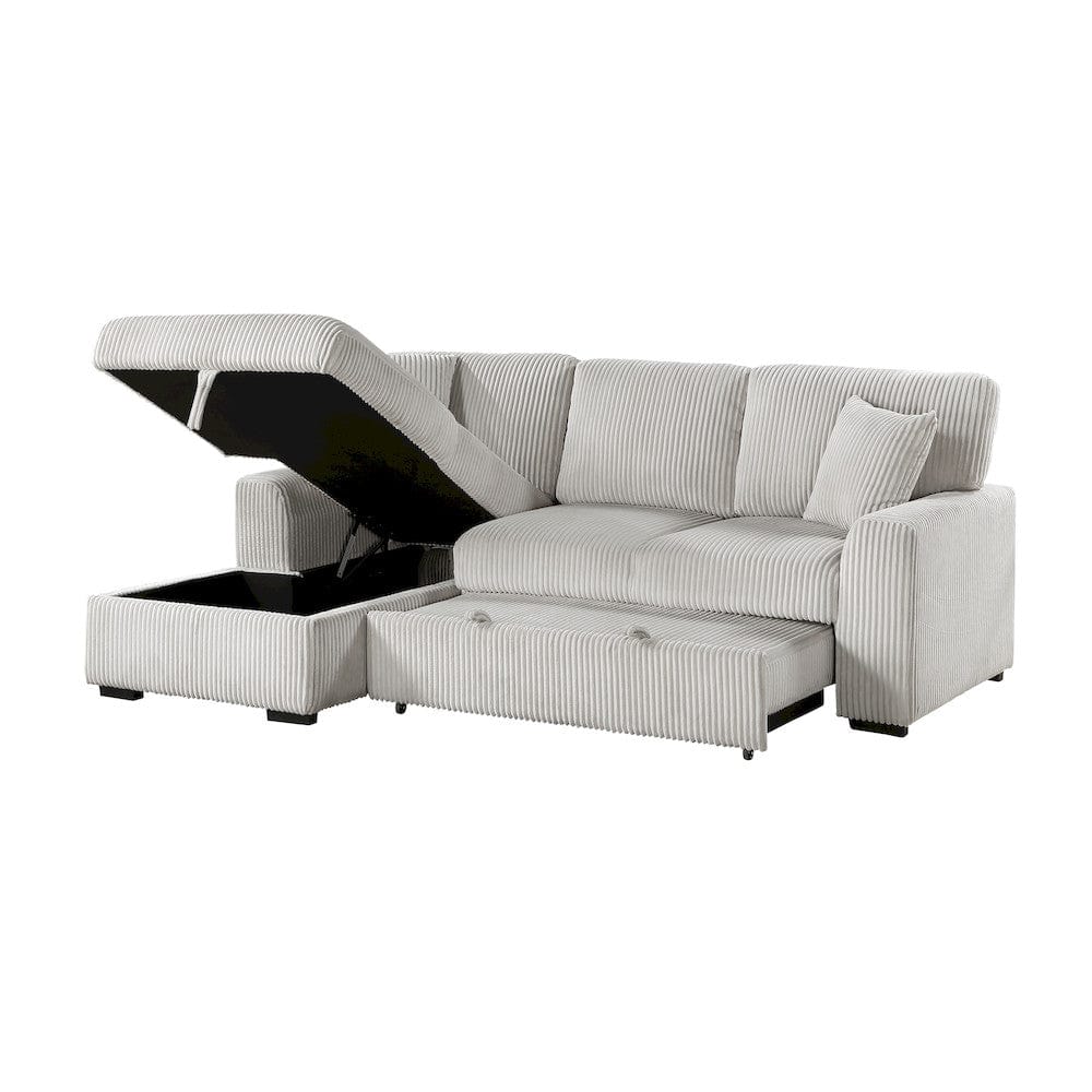 Homelegance - Marsh 2-Piece Sectional W/ Pull-out Bed, Left Chaise and Hidden Storage in Gray - 9633MNBx2LC2R view 12