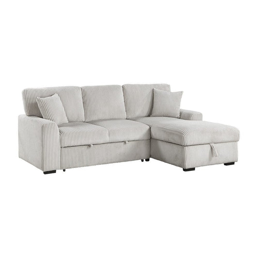 Homelegance - Marsh 2-Piece Sectional W/ Pull-out Bed, Right Chaise and Hidden Storage in Gray - 9633MNBx22LRC view 2