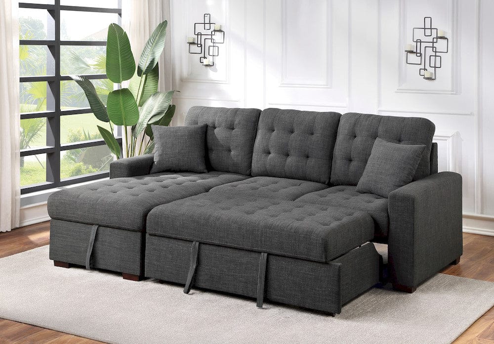 Homelegance - McCafferty 2-Piece Sectional W/ Pull-out Bed and Left Chaise W/ Hidden Storage in Dark gray - 9916DGx2LCRL view 12