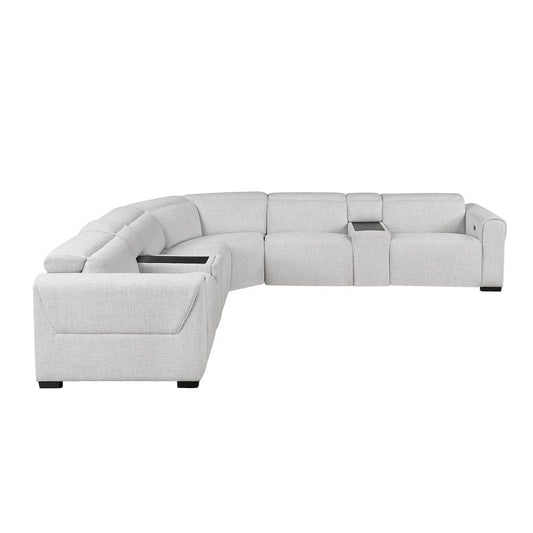 Homelegance - McPherson 7-Piece Modular Power Reclining Sectional W/ Power Headrests in Cloud - 9455CLDx7LRRRPWH view 2