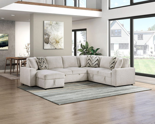 Homelegance - Myrtle 3-Piece Sectional W/ Pull-out Bed and Hidden Storage in Beige - 9702BEx3LC3R view 2