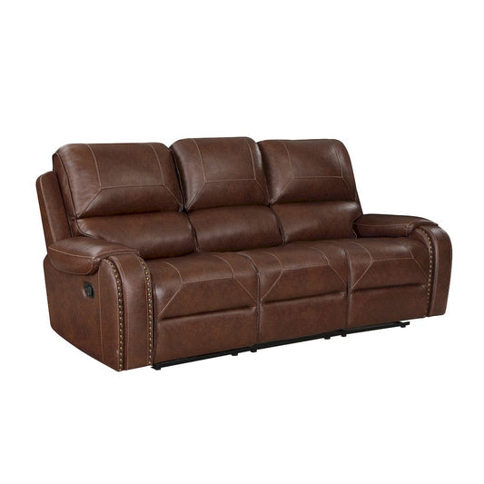 Homelegance - Newnan Double Reclining Sofa W/ Center Drop-Down Cup Holders, Receptacles and USB Ports in Brown - 8549BRW-3 view 2