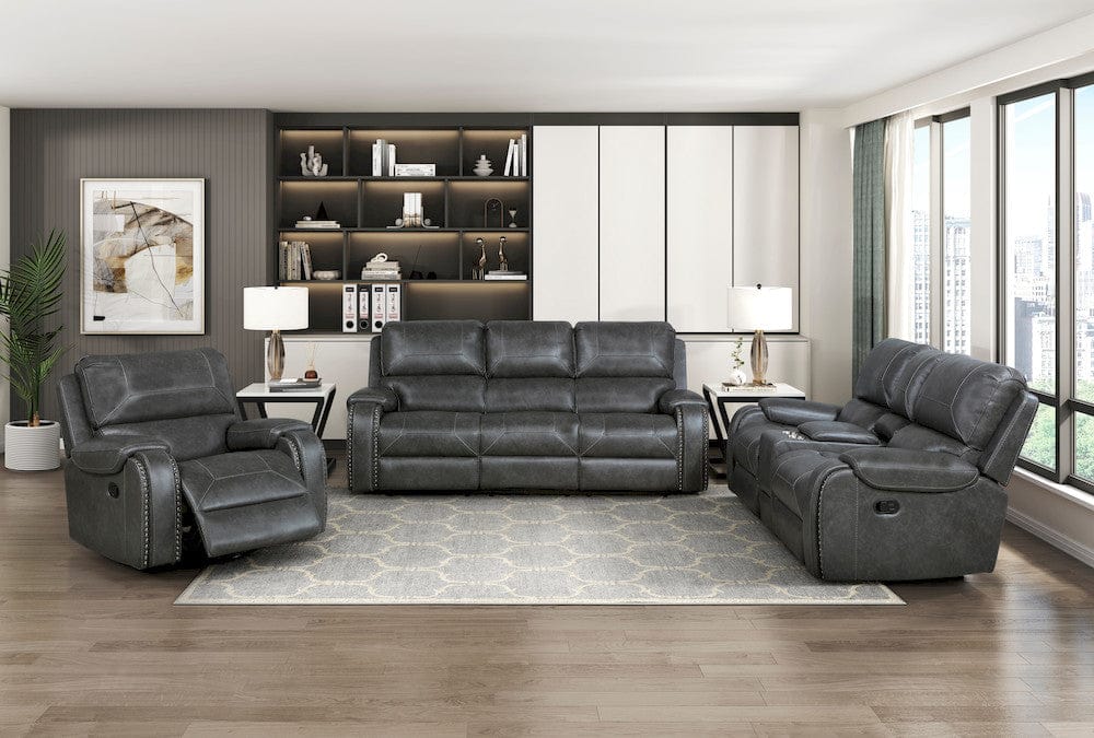 Homelegance - Newnan Double Reclining Sofa W/ Center Drop-Down Cup Holders, Receptacles and USB Ports in Gray - 8549GRY-3 view 12