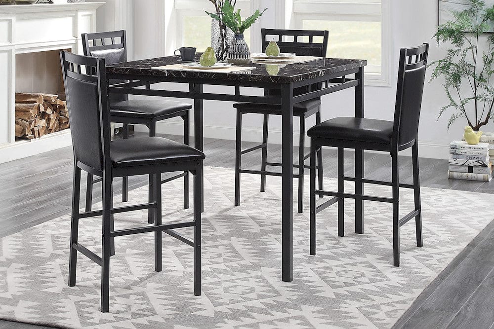 Homelegance - Olney 5-Piece Pack Counter Height Set, Faux Marble Top in Dark Brown - 5275-36 view 7
